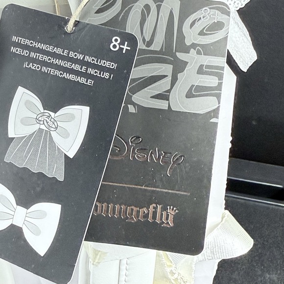 Loungefly Disney Minnie White Sequin Wedding Mini Backpack Iridescent‎ Bride - Picture 7 of 8